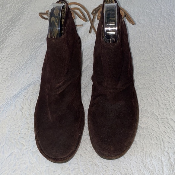 Fly London Yebi Suede Lace Up Tie Wedge Ankle Booties NWOT - Picture 3 of 11